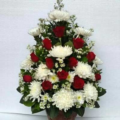 "Flower Basket with Roses and Chrysanthemums - Click here to View more details about this Product